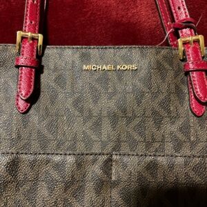 Brown and red Michael Kors Purse